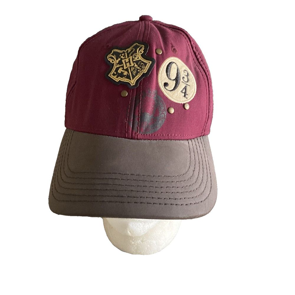 Harry Potter Hat Hogwarts Platform 9 3/4 Adjustable Maroon LOGO Baseball Cap